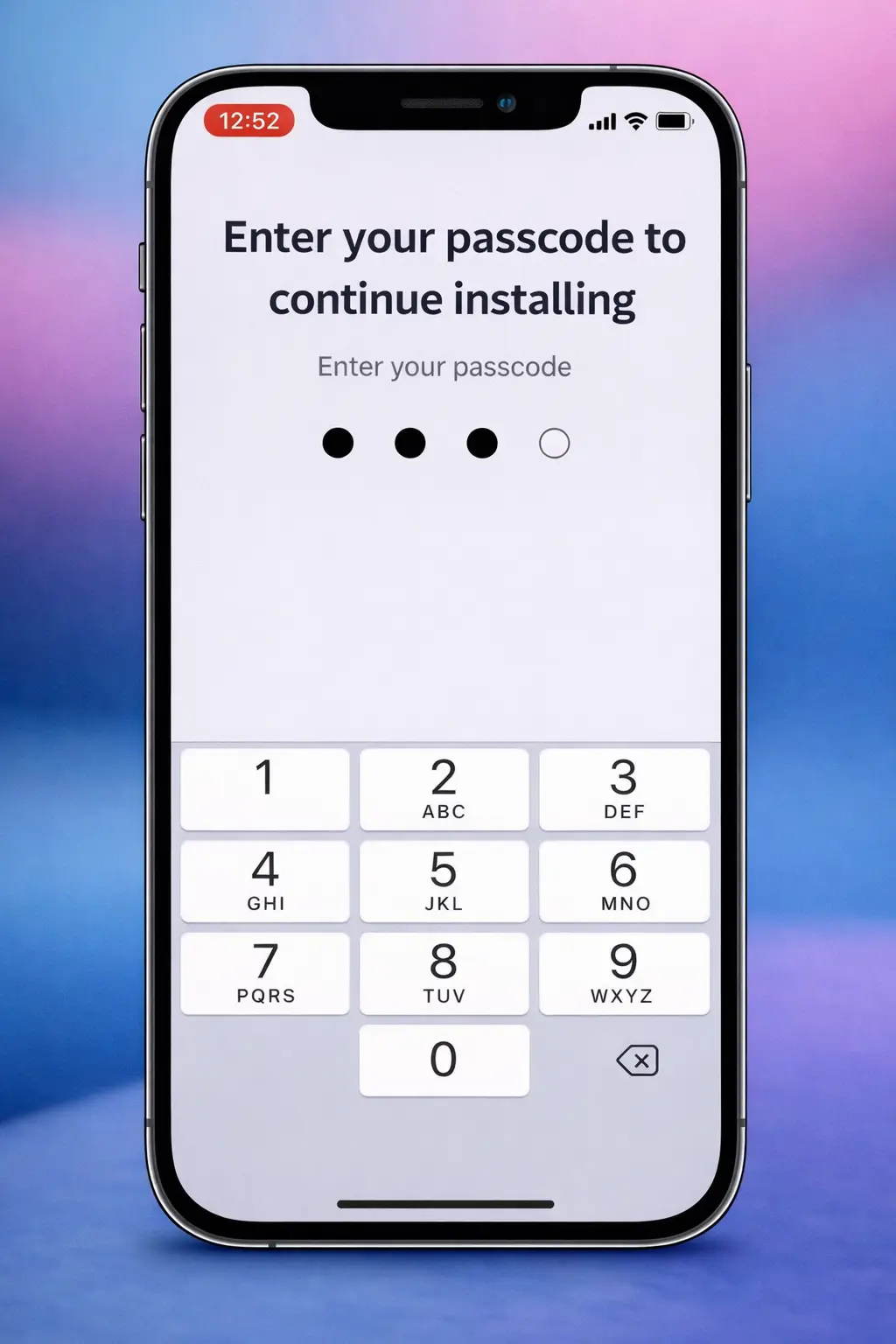 Enter iPhone passcode to continue installing profile