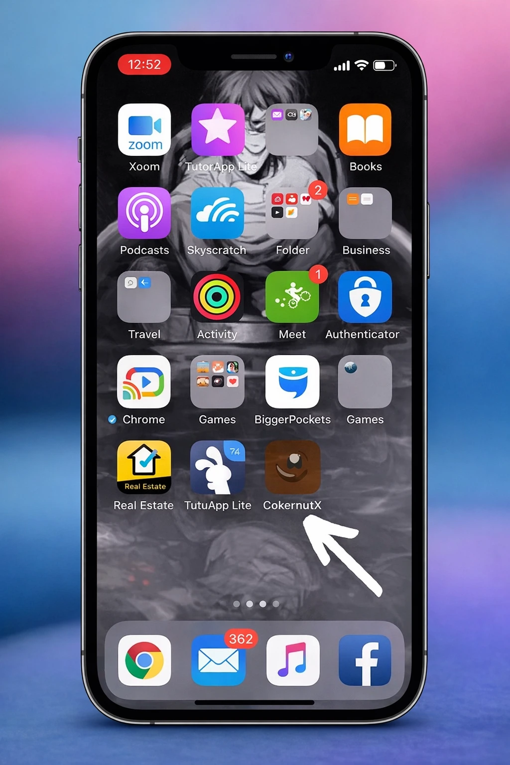 Open CokernutX app on iPhone home screen